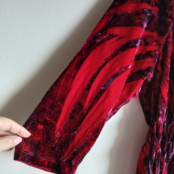 Apt.9 Velvet Baby Doll Style Tunic Shirt 1X Red Vampy Velour Y2K Grunge - Picture 5 of 11